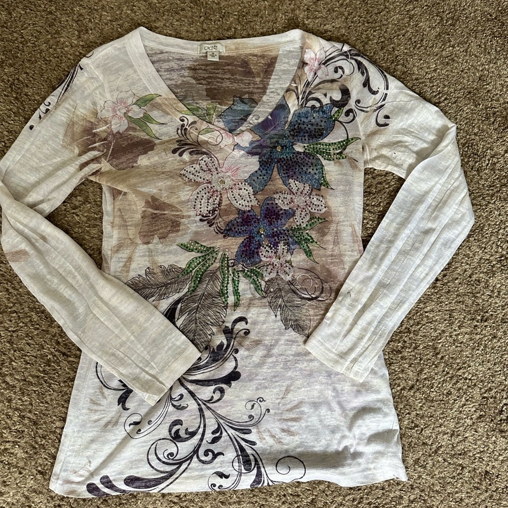 Multicolored floral print t shirt from cache